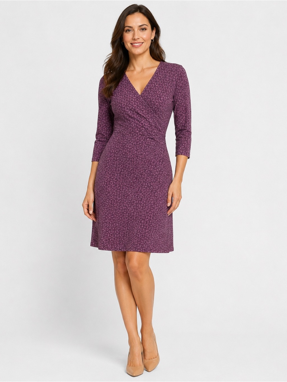 Patagonia Purple Geometric Faux Wrap Dress M Organic Cotton Boho Outdoorsy